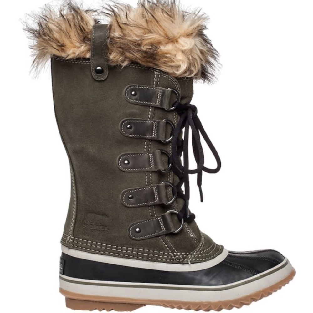 Sorel Joan of Arctic Waterproof Suede Boot Green Nori Olive size 7